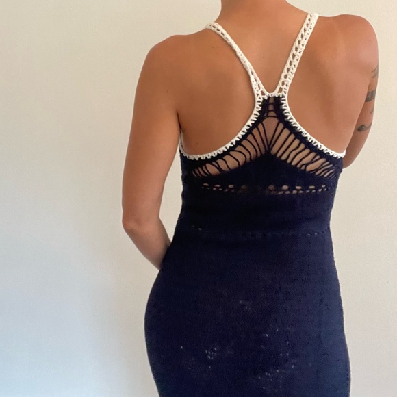 Mango MNG Handmade Crochet Maxi Dress Vacation Resort - Picture 5 of 10